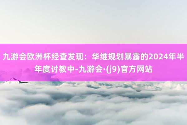 九游会欧洲杯经查发现：华维规划暴露的2024年半年度讨教中-九游会·(j9)官方网站