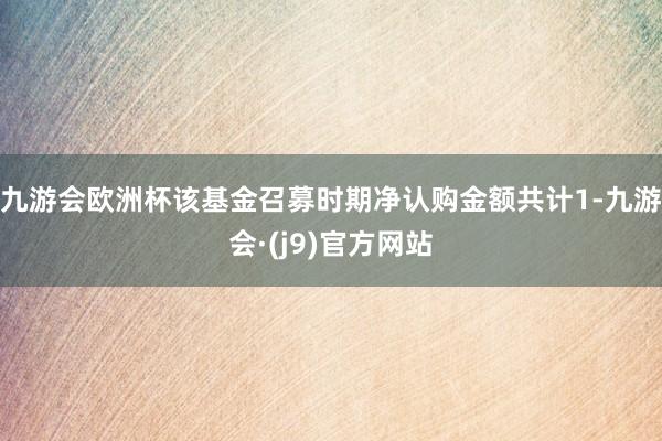 九游会欧洲杯该基金召募时期净认购金额共计1-九游会·(j9)官方网站