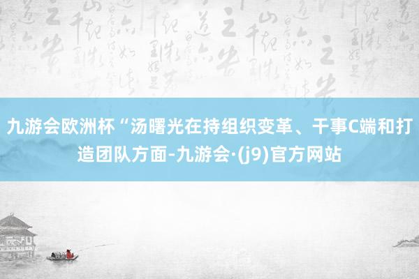 九游会欧洲杯　　“汤曙光在持组织变革、干事C端和打造团队方面-九游会·(j9)官方网站